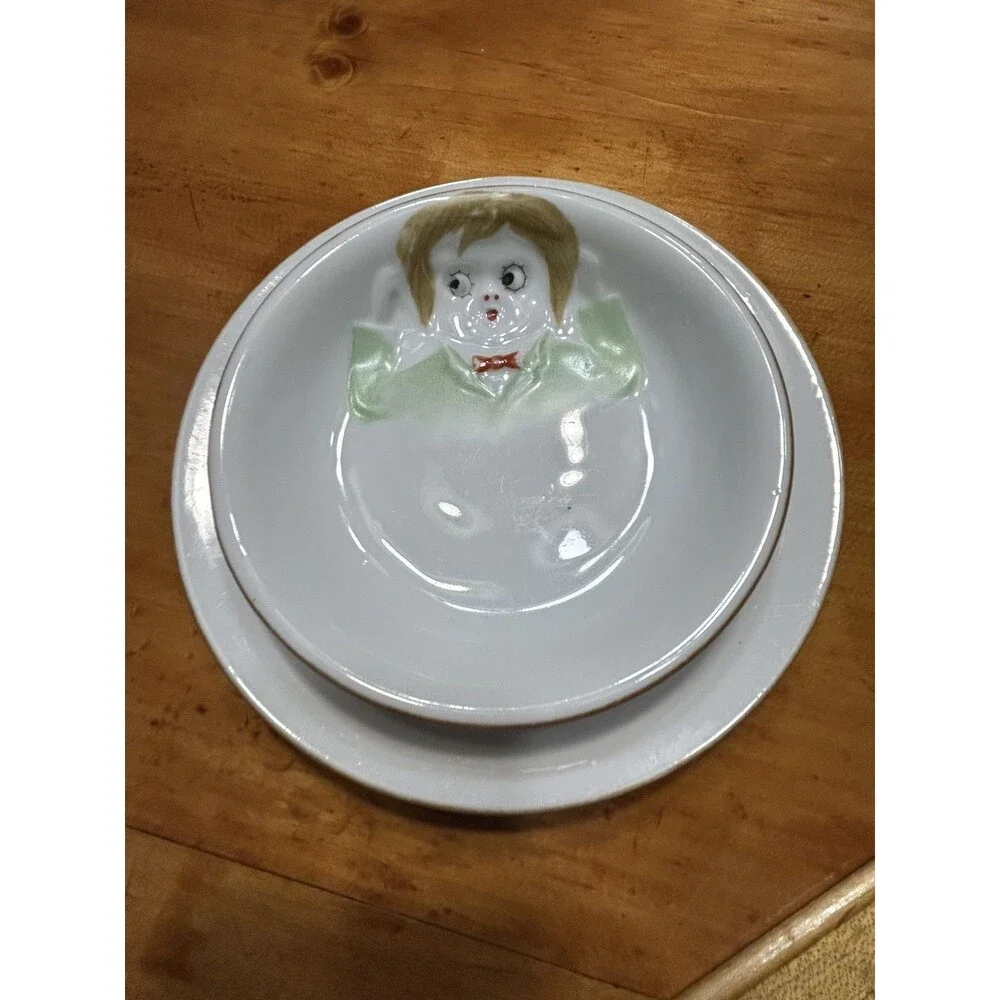 Nippon Boy Google Eyes Hand Painted Bowl Vintage - Picture 6 of 6